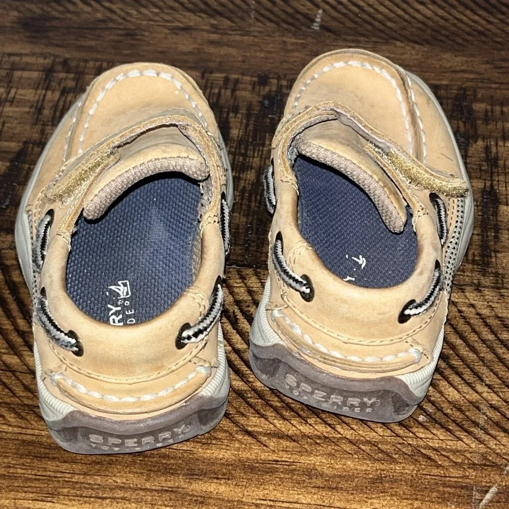 Sperry Top Sider Toddler Boys Boat Shoes‎ Sz 6 Tan Leather Loafers 6.5